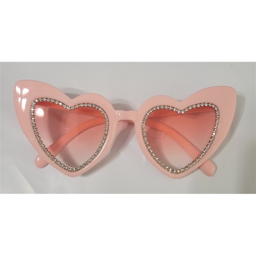 NWT Foster Grant Pink Heart Rhinestone Sunglasses UV400 Protection 118201